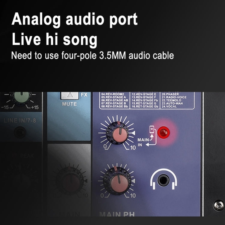 TEYUN NA8 8-Kanal-Kleinmischpult Handy-Soundkarte Live-Übertragung Computer-Aufnahmekonsolenprozessor, US-Stecker