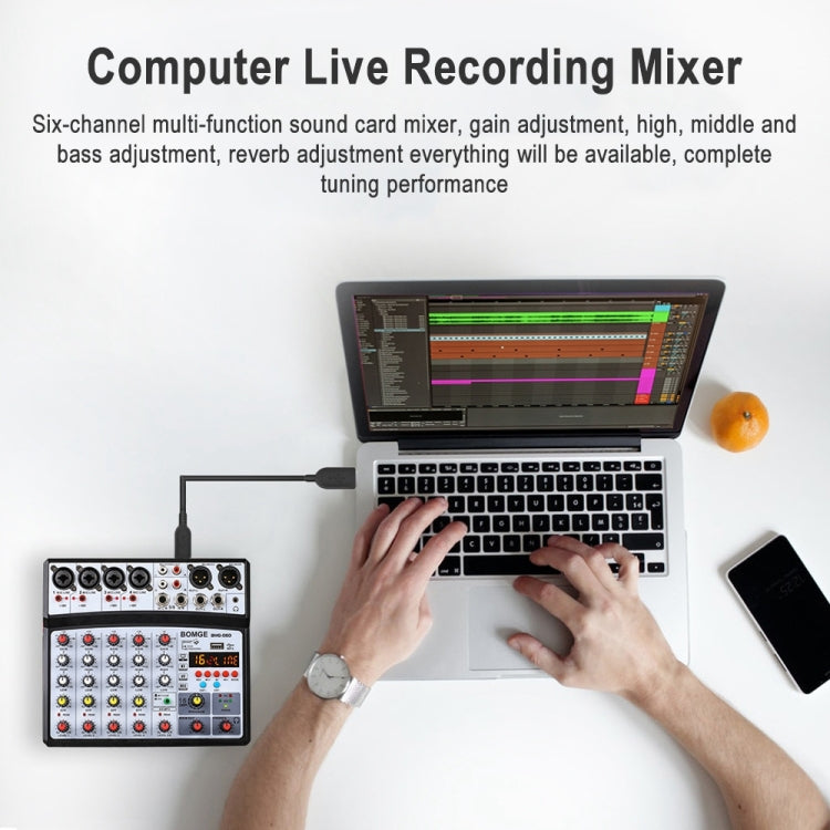 BMG-06D 6-channel Live Mixer Mobile Phone Bluetooth Sound Card Digital 16DSP Reverb Effect, EU Plug My Store