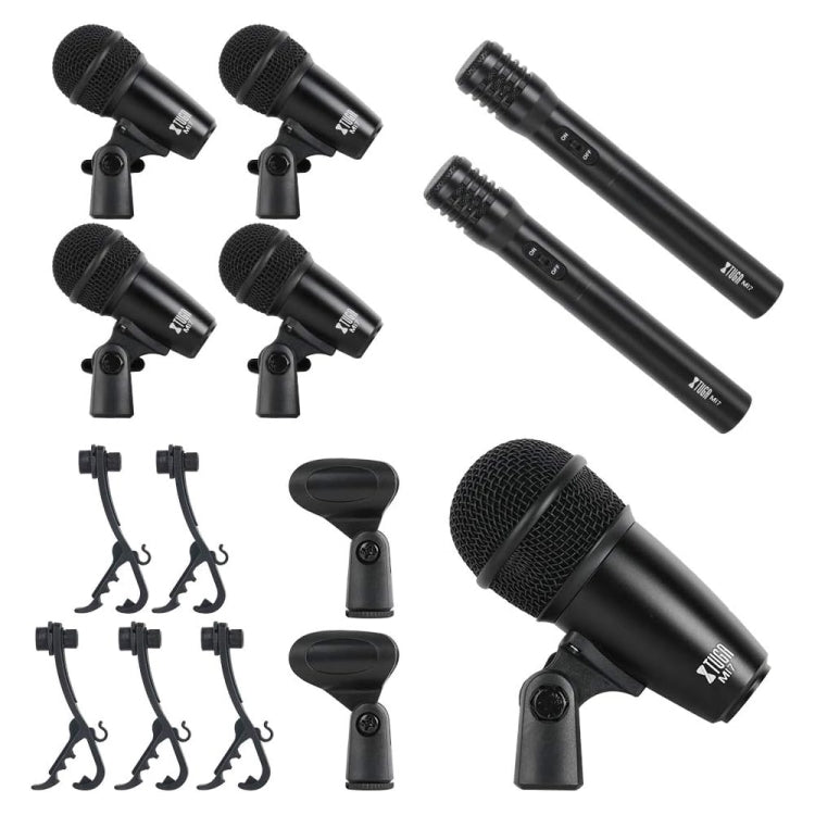 XTUGA MI7-G 7-Piece Wired Dynamic Drum Mic Kit Kick Bass Tom/Snare Cymbals Microphone Set