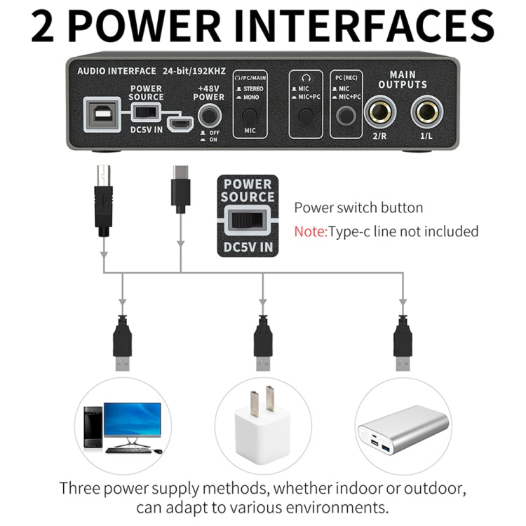 XTUGA E22 Audio Interface Professional Sound Card