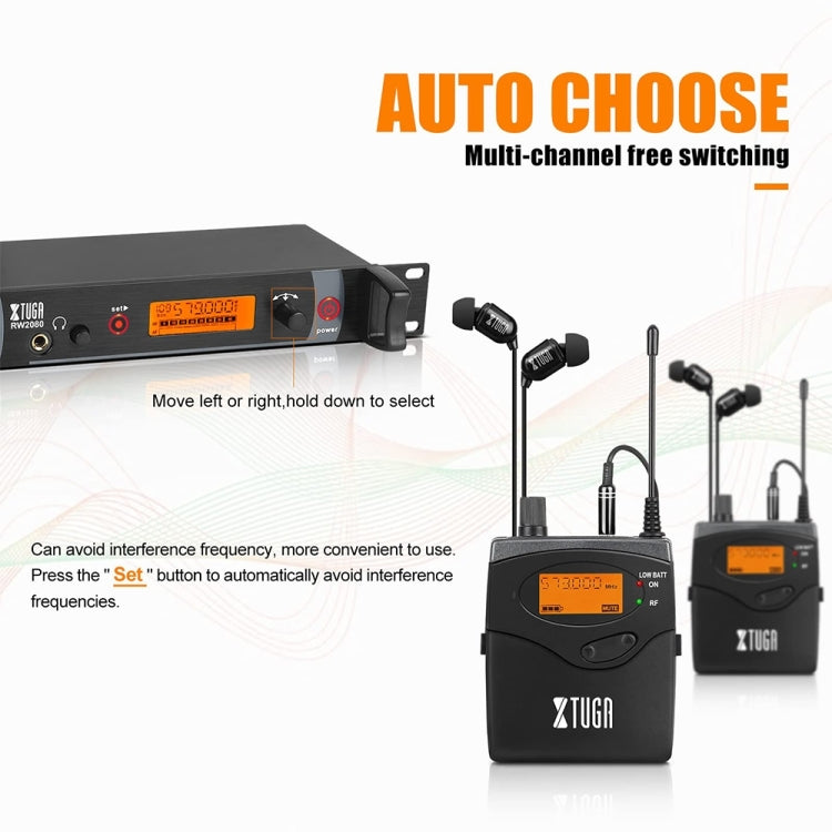 XTUGA RW2080 902-928MHz UHF Wireless Stage Singer In-Ear Monitor System Single BodyPack Receiver