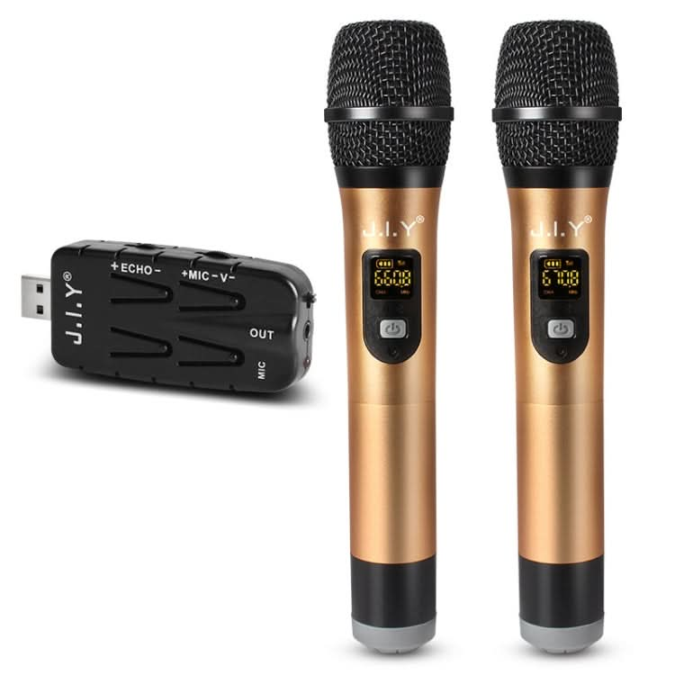 J.I.Y 2 in 1 K Song Wireless Microphones for TV PC with Audio Card USB Receiver and LED Display My Store