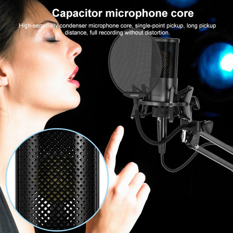 Yanmai X2 Active Noise Reduction Cardioid Pointing Capacitive Recording Microphone Set with Blowout Net & Cantilever Bracket & 1.7m 3.5mm Interface Cable