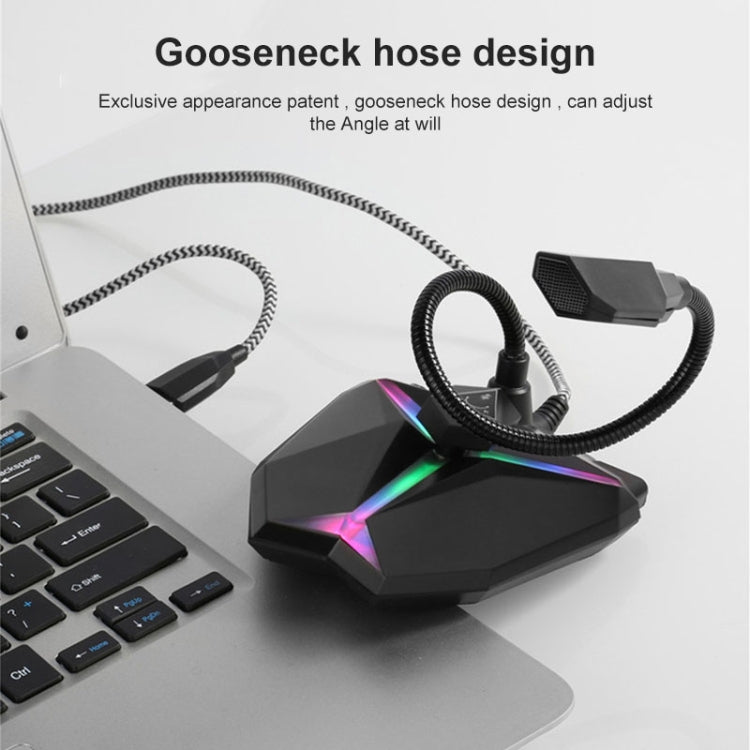 Yanmai G35 Adjustable Angle Omnidirectional Capacitive Gaming Microphone with RGB Colorful Lighting & Pluggable USB Cable, Cable Length: 1.35m My Store