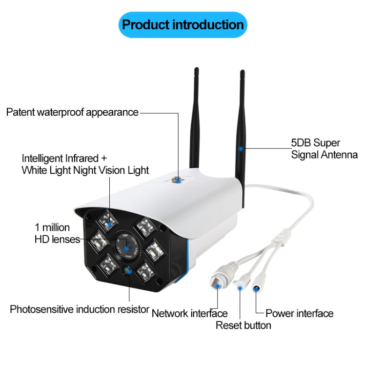 J-06 Indoor and Outdoor 1.0MP Wireless Wifi IP IR Camera, Support Infrared Night Vision / Motion Detection / TF Card (64GB Max), IR Distance: 50m Reluova