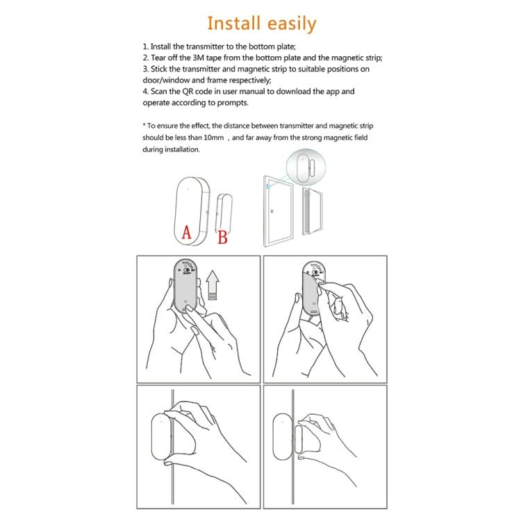 PB-69W WIFI Smart Wireless Magnetic Door and Window Sensor Reluova