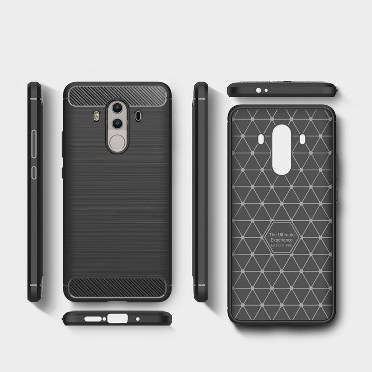 For Huawei  Mate 10 Pro Brushed Texture Carbon Fiber Shockproof TPU Rugged Armor Protective Case