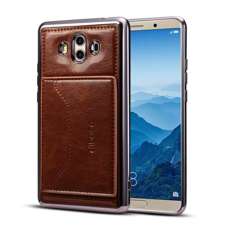 Dibase for  Huawei Mate 10 Electroplating TPU Leather Texture Protective Leather Case with Holder & Card Slots & Lanyard My Store