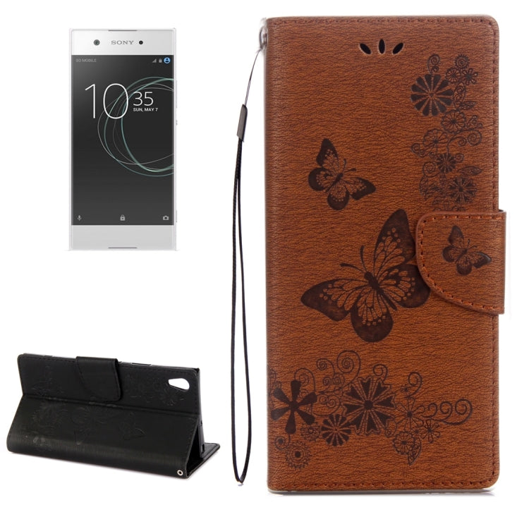 For Sony Xperia XA1 Pressed Flowers Butterfly Pattern Horizontal Flip Leather Case with Holder & Card Slots & Wallet My Store