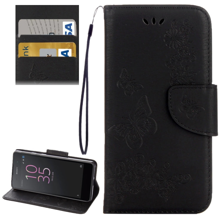 For Sony Xperia E5 Butterflies Embossing Horizontal Flip Leather Case with Holder & Card Slots & Wallet & Lanyard My Store