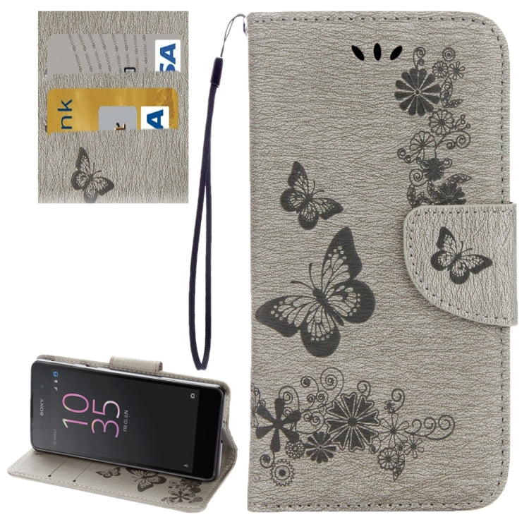 For Sony Xperia E5 Butterflies Embossing Horizontal Flip Leather Case with Holder & Card Slots & Wallet & Lanyard My Store