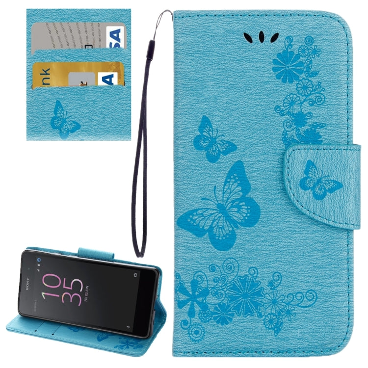 For Sony Xperia E5 Butterflies Embossing Horizontal Flip Leather Case with Holder & Card Slots & Wallet & Lanyard My Store