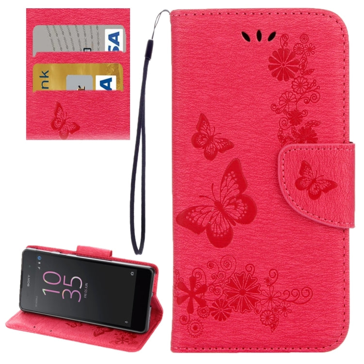 For Sony Xperia E5 Butterflies Embossing Horizontal Flip Leather Case with Holder & Card Slots & Wallet & Lanyard My Store