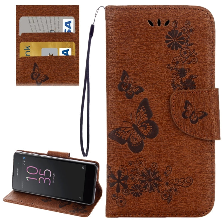 For Sony Xperia E5 Butterflies Embossing Horizontal Flip Leather Case with Holder & Card Slots & Wallet & Lanyard My Store