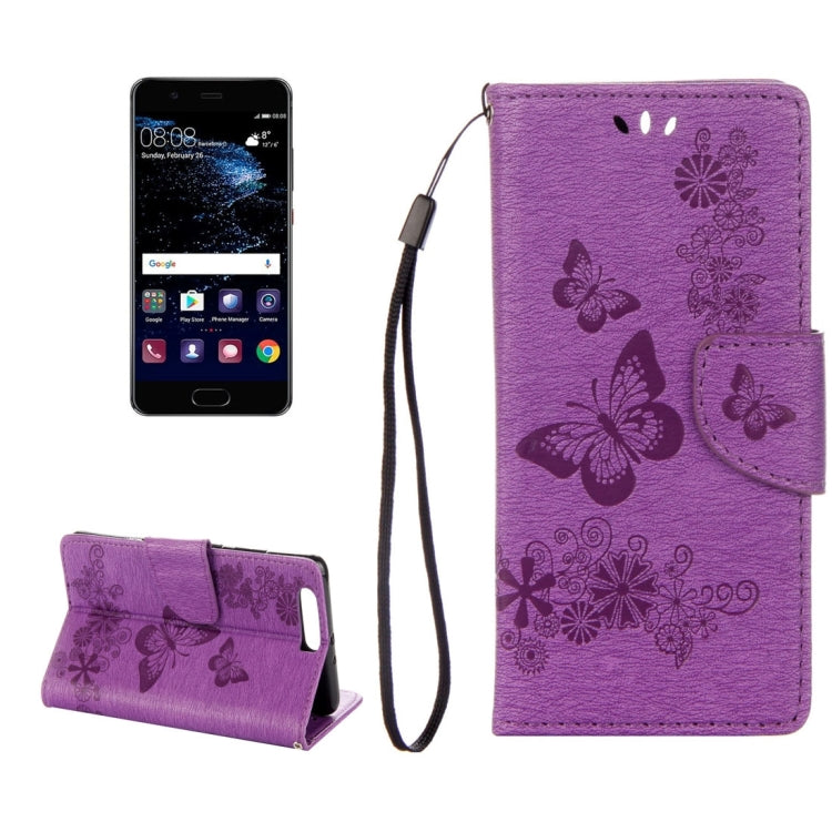 For Huawei  P10 Plus Butterflies Embossing Horizontal Flip Leather Case with Holder & Card Slots & Wallet & Lanyard