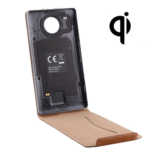 Vertical Flip Genuine Leather Case + QI Wireless Standard Charging Back Cover For Microsoft Lumia 950 XL My Store