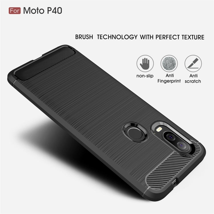 Brushed Texture Carbon Fiber TPU Case for Motorola P40 My Store