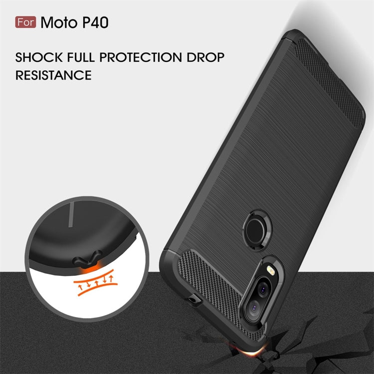 Brushed Texture Carbon Fiber TPU Case for Motorola P40 My Store