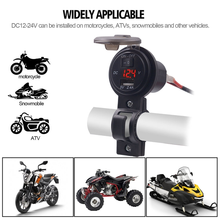 CS-587 12V 2.4A Motorcycle Waterproof Digital Display Voltage Mobile Phone USB Charger Holder ÎҵÄÉ̵ê