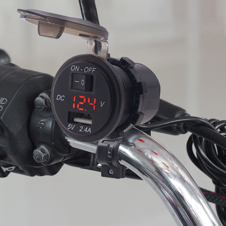 CS-587 12V 2.4A Motorcycle Waterproof Digital Display Voltage Mobile Phone USB Charger Holder ÎҵÄÉ̵ê