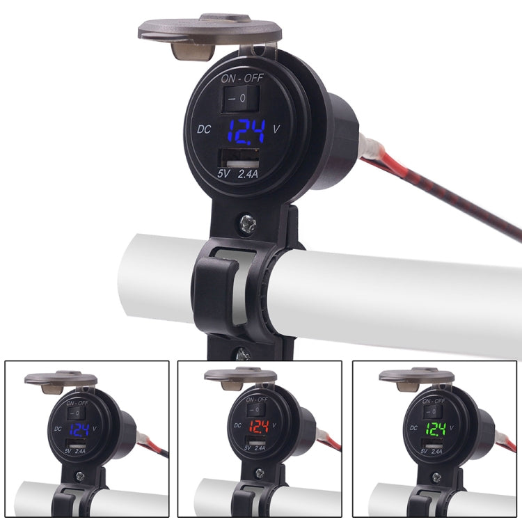 CS-587 12V 2.4A Motorcycle Waterproof Digital Display Voltage Mobile Phone USB Charger Holder ÎҵÄÉ̵ê