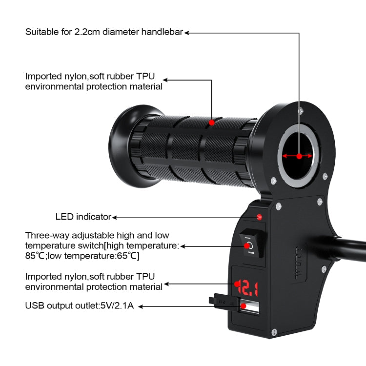 CS-503A1 Motorcycle Modified Electric Heating Hand Cover Heated Grip Handlebar with Digital Voltmeter ÎҵÄÉ̵ê