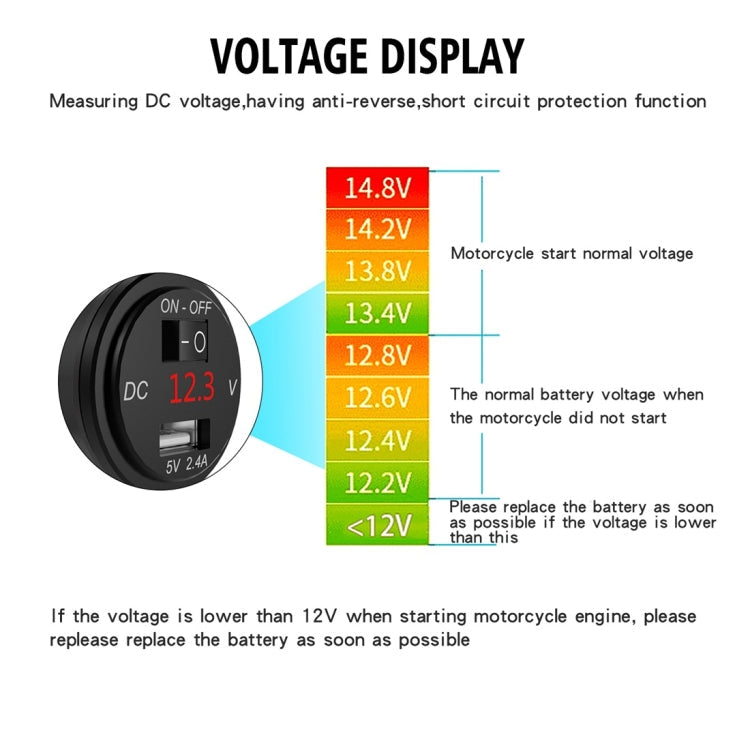 ZH-975A1 Motorcycle Aluminum Alloy Waterproof Mobile Phone Single USB Charger with Red Voltmeter ÎҵÄÉ̵ê