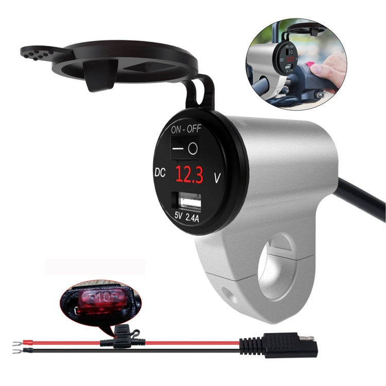 ZH-975A1 Motorcycle Aluminum Alloy Waterproof Mobile Phone Single USB Charger with Red Voltmeter ÎҵÄÉ̵ê