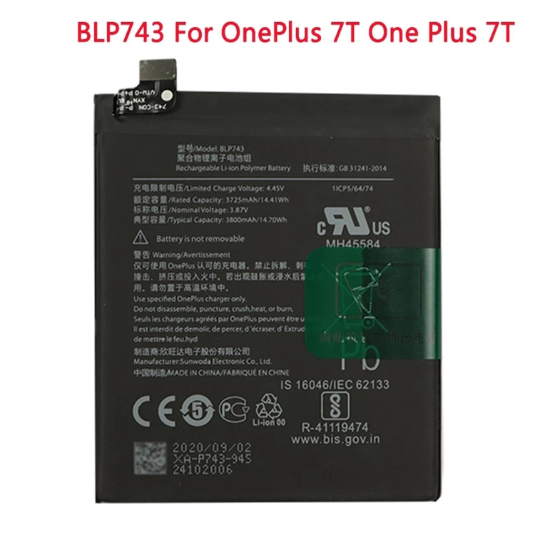 3800mAh BLP743 for OnePlus 7T Li-ion Polymer Battery My Store