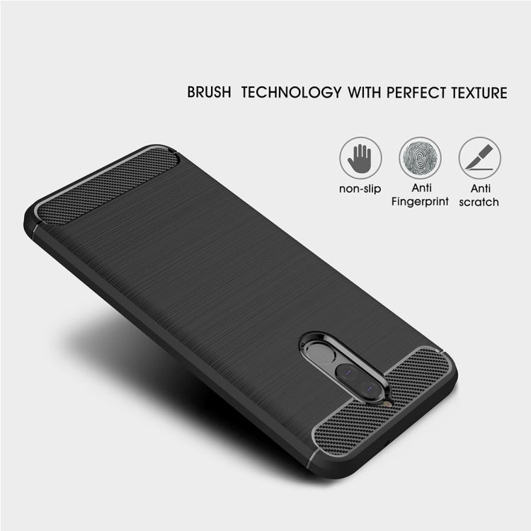 For Huawei  Mate 10 Lite Brushed Carbon Fiber Texture TPU Shockproof Anti-slip Soft Protective Back Cover Case My Store