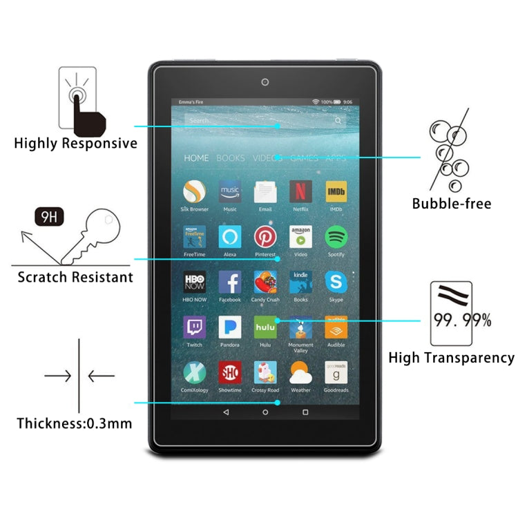 0.3mm 9H Full Screen Tempered Glass Film for Amazon Kindle Fire 7 2017