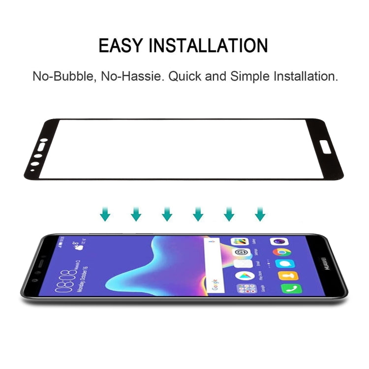 0.26mm 9H 2.5D Anti-scratch Silk-screen Tempered Glass Full Screen Film for Huawei Y9 (2018)