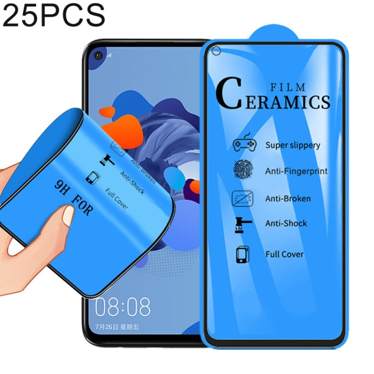 25 PCS 2.5D Full Glue Full Cover Ceramics Film for Huawei Nova 5i Pro / Mate 30 Lite