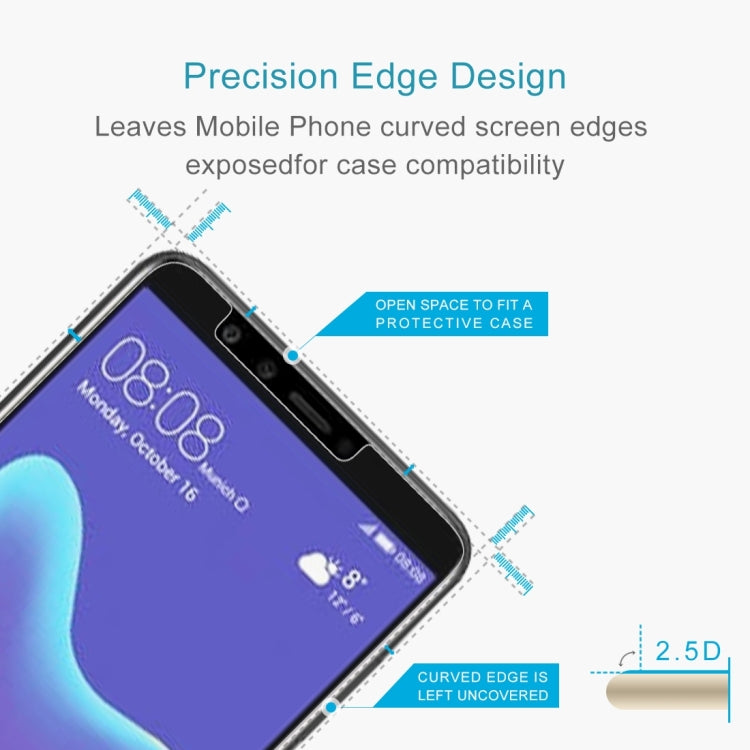 10 PCS 0.26mm 9H 2.5D Tempered Glass Film for Huawei Y9 (2018)