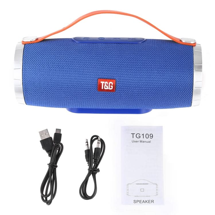 T&G TG109 Portable Wireless Bluetooth V4.2 Stereo Speaker with Handle, Built-in MIC, Support Hands-free Calls & TF Card & AUX IN & FM