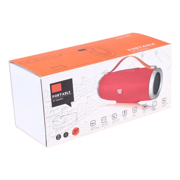 T&G TG109 Portable Wireless Bluetooth V4.2 Stereo Speaker with Handle, Built-in MIC, Support Hands-free Calls & TF Card & AUX IN & FM