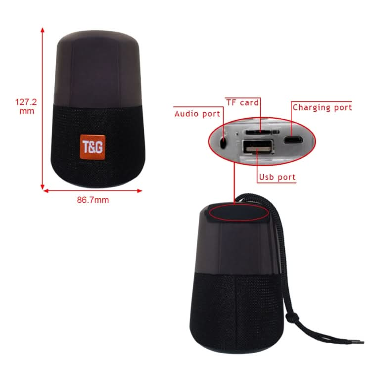 T&G TG168 Portable Wireless Bluetooth V5.0 Stereo Speaker with Handle, Built-in MIC, Support Flashing LED Light & TF Card & U Disk & AUX IN & FM