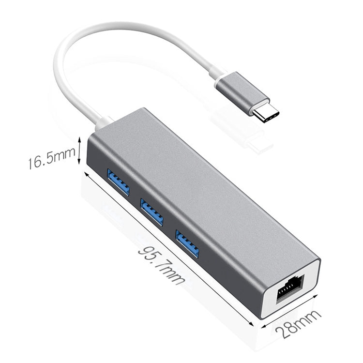 USB-C / Type-C to Fast Ethernet RJ45 & 3 x USB 3.0 Adapter Converter HUB My Store