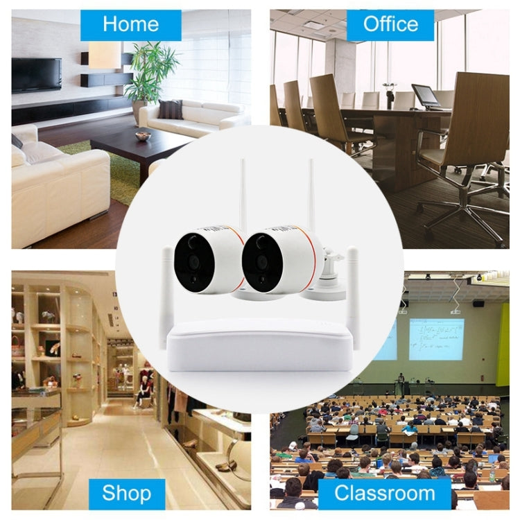 Indoor 4CH HD 1080P Security Wireless IP IR Camera Wifi Kit, Support Night Vision / PIR Detection / Two-Way Audio & Micro SD Card (128GB Max, IR Distance: 9m