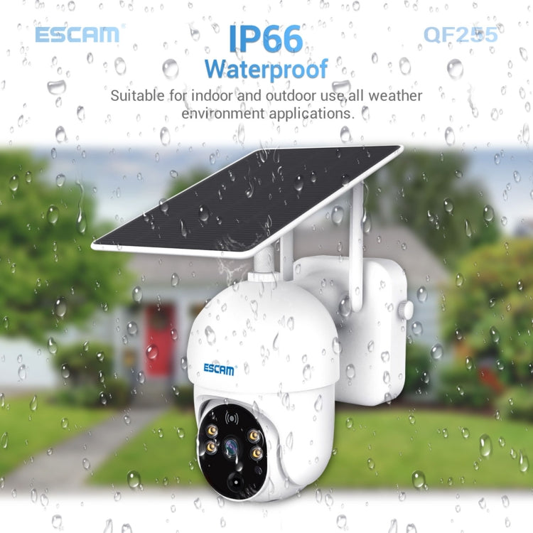 ESCAM QF255 2.0 Million Pixels 1080P HD WiFi Solar Camera, Support Two-way Voice & PIR Motion Detection & Night Vision & TF Card Reluova