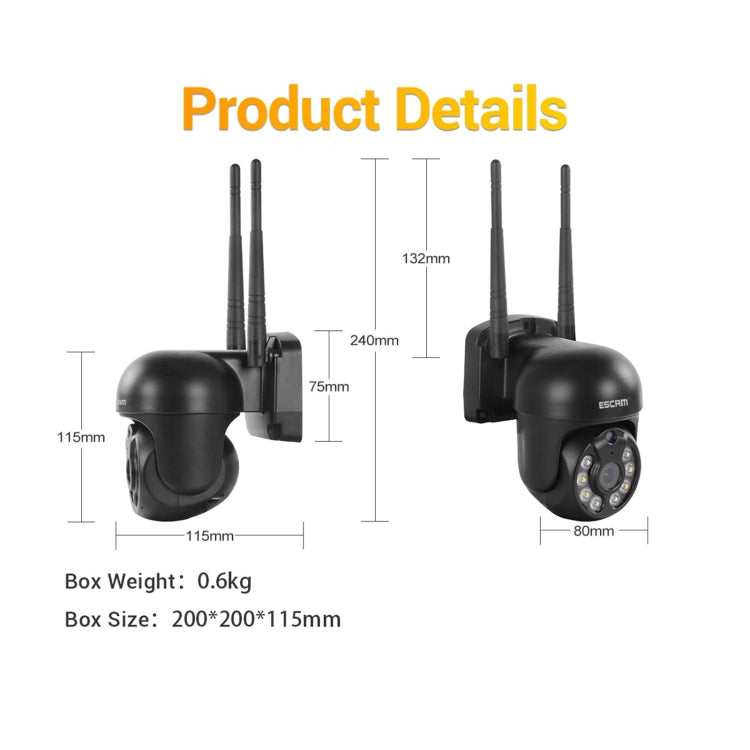 ESCAM WNK610 3.0 Million Pixels Wireless Dome IP Camera, Support Motion Detection & Two-way Audio & Full-color Night Vision & TF Card, EU Plug Reluova