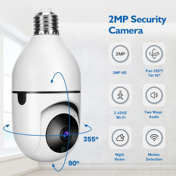 DP17 2.0 Million Pixels Single Light Source Smart Dual-band WiFi 1080P HD Outdoor Network Light Bulb Camera, Support Infrared Night Vision & Two-way Audio & Motion Detection & TF Card