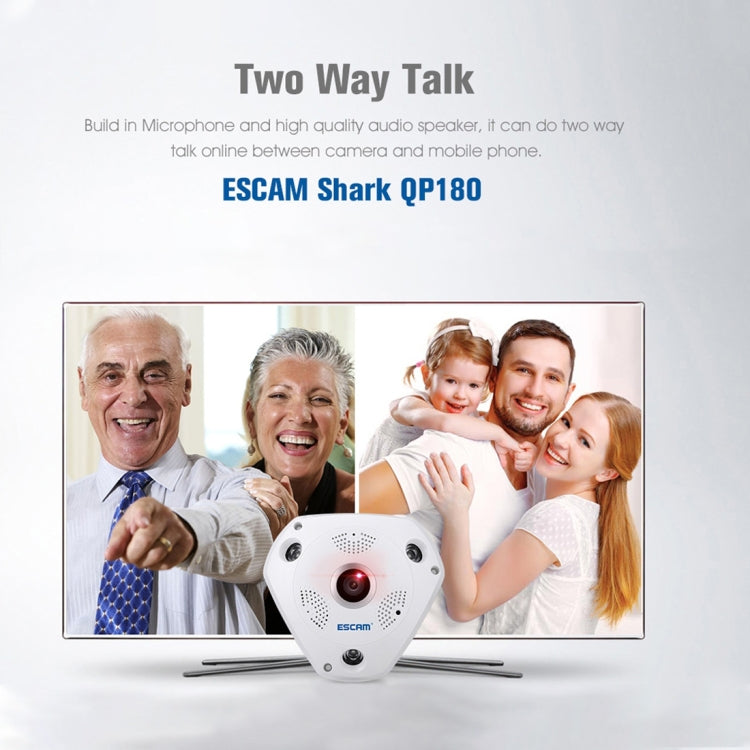 ESCAM Shark QP180 960P 360 Degrees Fisheye Lens 1.3MP WiFi IP Camera, Support Motion Detection / Night Vision, IR Distance: 10m Reluova