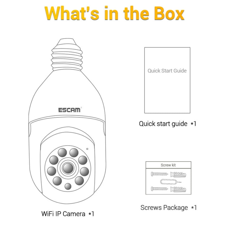 ESCAM PT208 1080P HD Light Bulb WiFi Camera, Support Motion Detection, Two-way Audio, Night Vision, TF Card Reluova