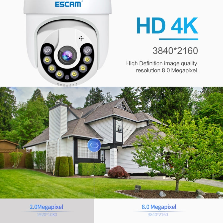 ESCAM QF800 H.265X 8MP AI Humanoid Detection Auto Tracking Waterproof WiFi IP Camera,US Plug