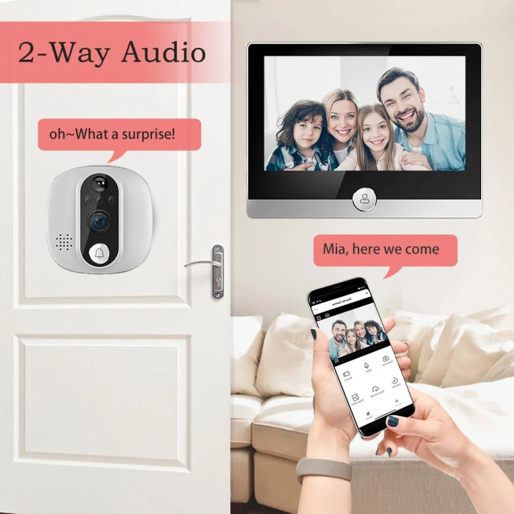 W1 4.3 inch 1080P WiFi Smart Visual Electronic Doorbell Support PIR Motion Detection Reluova