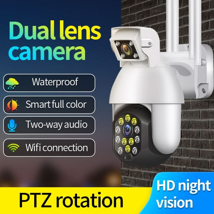 QX41 1080P 2.0MP Dual Lens IP66 Waterproof Panoramic PTZ WIFI Camera, Support Day and Night Full Color & Two-way Voice Intercom & Smart Alarm & Video Playback & 128GB TF Card, AU Plug Reluova