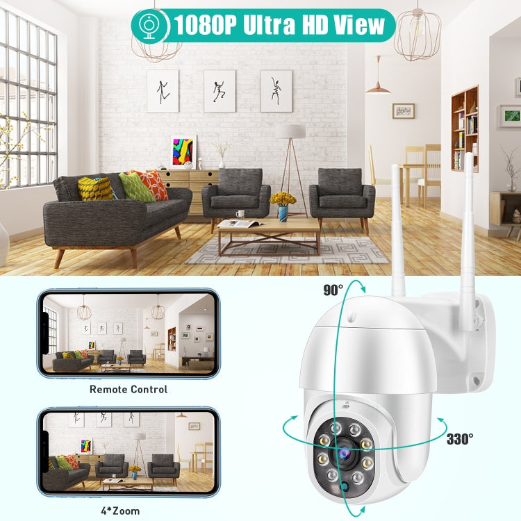 QX43-2 1080P 2.0MP Lens IP66 Waterproof PTZ Rotating WIFI Camera, Support Infrared Night Vision & Two-way Voice Intercom & Motion Detection & 128GB TF Card, AU Plug Reluova