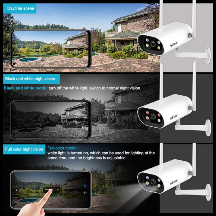 SriHome SH037 4.0 Million Pixel 2.4G+5G WiFi Waterproof Camera, Support Two-way Voice & TF Card & Motion Detection & Full Color Night Vision & AI Human Detection, EU Plug