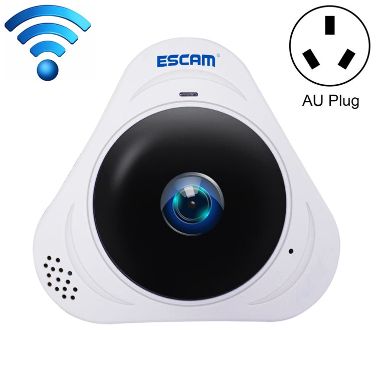 ESCAM Q8 960P 360 Degrees Fisheye Lens 1.3MP WiFi IP Camera, Support Motion Detection / Night Vision, IR Distance: 5-10m, AU Plug